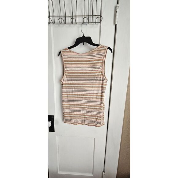 NWT‎ MAX STUDIO Max Studio rainbow Striped Women's Knit Top Tank Sz.Medium - Picture 2 of 6